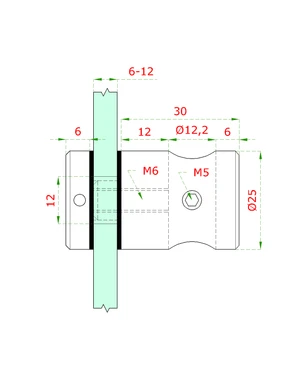 Svorka bodová na trubku ø12 mm, plochá (ø25 mm), broušená nerez K320 / AISI304 - slide 1