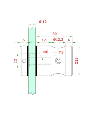 Svorka bodová na trubku ø 12mm, broušená nerez AISI304 - slide 1