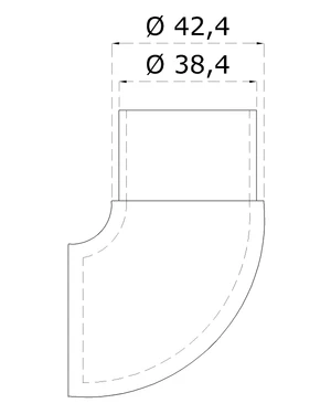 ukončenie oblúkové 90° na trubku ø 42.4mm, brúsená nerez K320 /AISI304 - slide 1