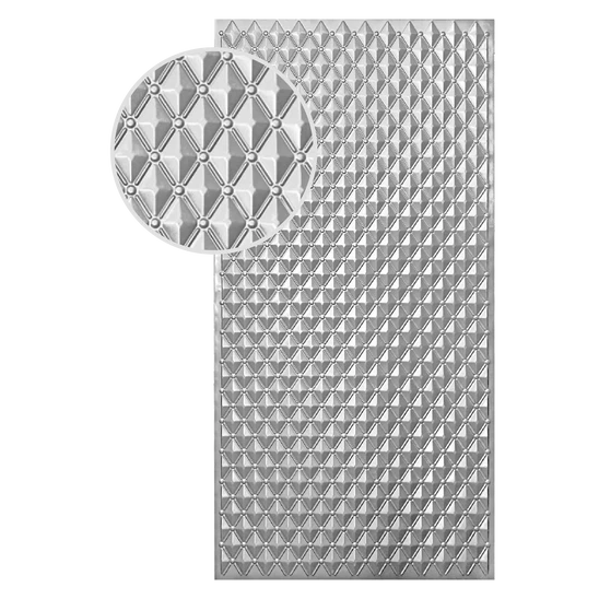 Plech oceľový pozinkovaný DX51D, rozmer 2000x1000x1,2mm +/- 0.5%, lisovaný vzor - GUĽA-IHLAN 66x46mm, 3D efekt