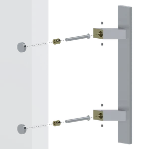 nerezové 45° madlo, délka 350mm, rozměr: 40x10mm, rozměr odsazení 108x25mm, (vnitřek odsazení mosaz), včetně příslušenství, broušená nerez K320 /AISI304 - slide 4