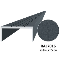 U profil 50x22mm, L-6000mm, práškový lak, antracit RAL7016