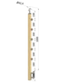 dřevěný sloup, boční kotvení, 5 řadový, průchozí, vnitřní, vrch nastavitelný (40x40mm), materiál: buk, broušený povrch s nátěrem BORI (bezbarvý)