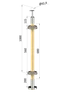 dřevěný sloup, vrchní kotvení, výplň: sklo, rohový, vrch pevný (ø 42mm), materiál: buk, broušený povrch bez nátěru