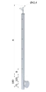 nerezový stĺp, bočné kotvenie, 6 dierový koncový na lanko, vrch nastaviteľný (ø 42.4x2mm), brúsená nerez K320 /AISI304
