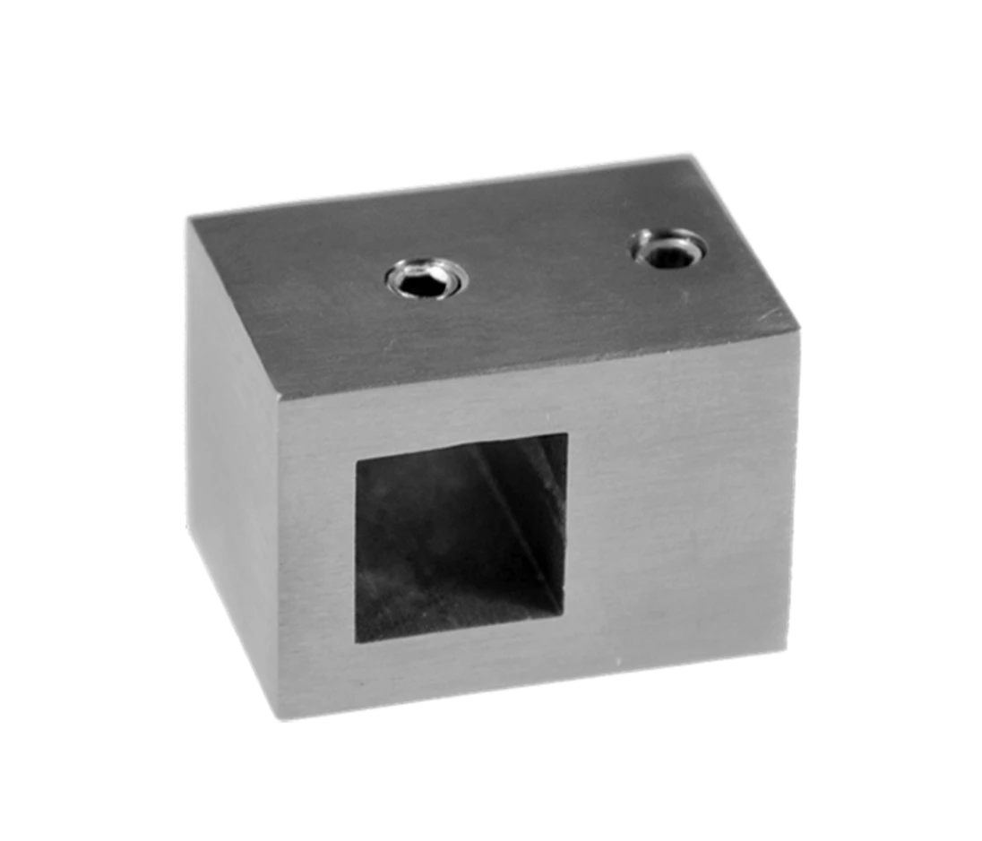 Držák čtyřhranného profilu 10x10 mm, plochý, (30x22 mm), broušená nerez K320 / AISI304