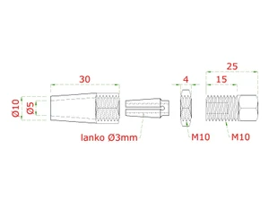 Úchyt pre nerezové lanko 3mm, s vnútorným závitom M5, brúsená nerez K320 /AISI304 - slide 1
