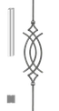 Tyč: 950mm, profil 12x12mm, ornament: 570x165mm nitovaný
