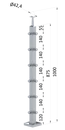 nerezový stĺp, vrchné kotvenie, 6 radový rohový, vrch pevný (40x40mm), brúsená nerez K320 /AISI304