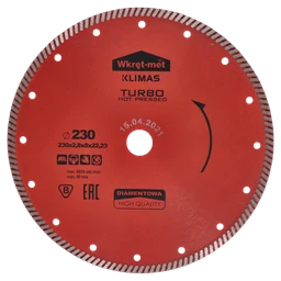 Turbo diamantový kotúč lisovaný za tepla 230 x 2,6 x 22 mm