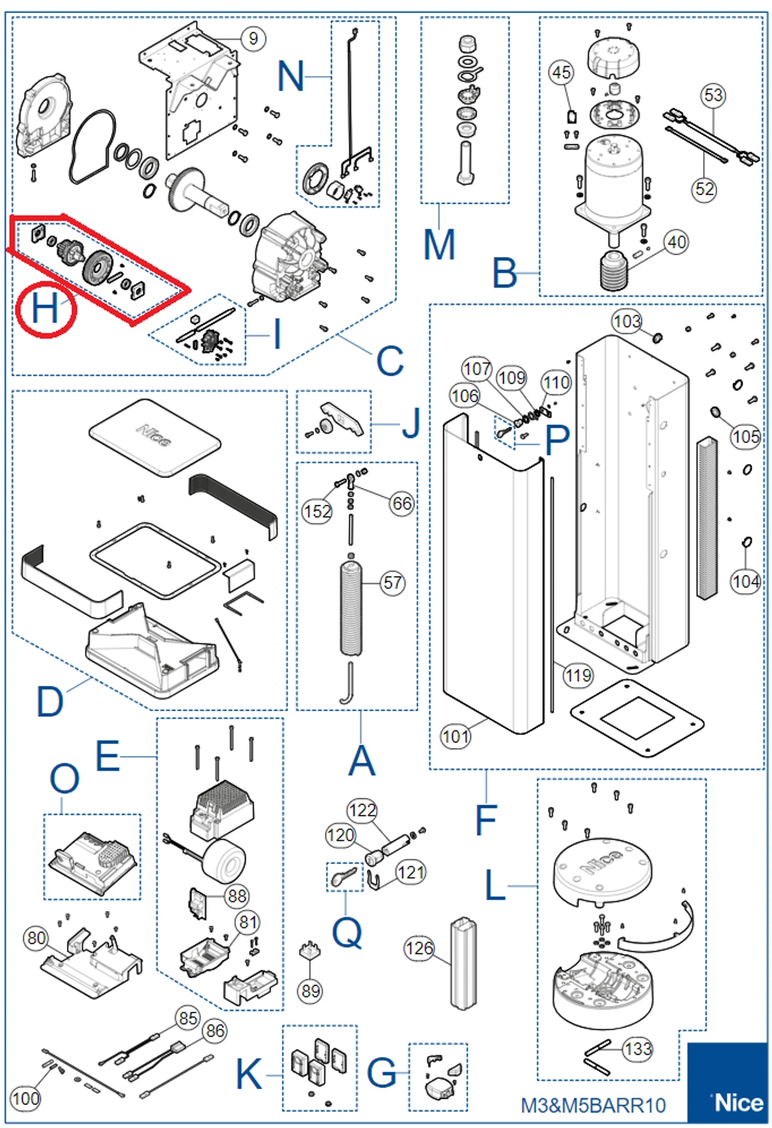 SPAMG119A00A kit ozubených koliesok pre M5BAR