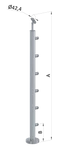 nerezový stĺp, vrchné kotvenie, 6 radový priechodný, vrch nastaviteľný (ø 42.4x2mm), leštená nerez /AISI304