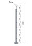 nerezový stĺp, vrchné kotvenie, 6 dierový, koncový, vrch pevný (ø 42.4x2mm), brúsená nerez K320 /AISI304