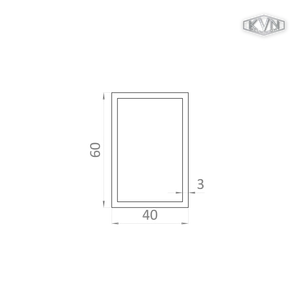 Hliníkový jekl, 60x40x3 mm, délka 6000 mm, materiál EN AW-6060 T66, přírodní hliník bez povrchové úpravy, cena za KUS - slide 1