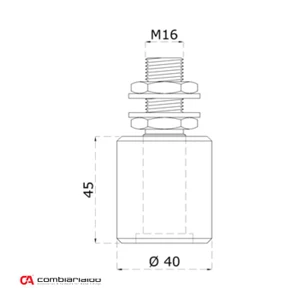 Vodicí kladka 40x45 mm, závit M16 pro horní vedení posuvné brány, nylon / nerez / AISI304 - slide 1