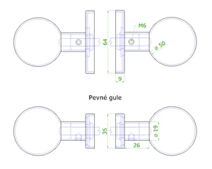 Koule s oválnou rozetou, pevná, broušená nerez AISI304 - slide 2