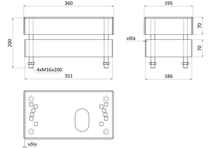 Univerzální podstavec pro pro pohony k posuvným branám, určený na chemické kotvení, výškově nastavitelný 70 - 140 mm, pozinkovaný - slide 2