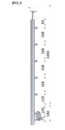 nerezový sloup, boční kotvení, 5 řadový průchozí, vnitřní, vrch pevný, (ø 42.4x2mm), broušená nerez K320 /AISI304