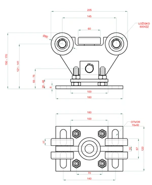 samonosný systém 70x70x4mm posuvnej brány do 200kg/4,5m otvor (W39/70Fe 6m čierný profil, 1x W-SET70/F) - slide 6