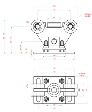 Samonosný systém 70x70x4 mm pro posuvné brány do 200 kg / 4,5 m otvor (W39/70Fe 6 m černý profil, 1x W-SET70/F) - slide 6