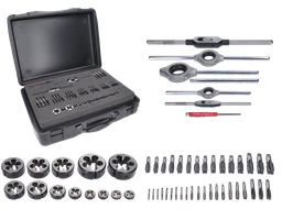 súprava závitorezných nástrojov M24, závitníky M3-M24, závitové kruhové čeľusti M3-M24, vratidlo 2.5-7.1mm a 5.6-16mm, vratidlo na závitníky 25, 38 a 55mm