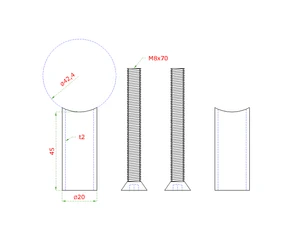 Přechod mezi sloupem ø 42,4mm a kotevní deskou, L:45mm - slide 1