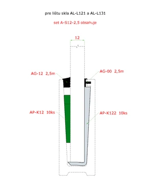 2.5m set pro 12mm sklo, k AL profilům - slide 1