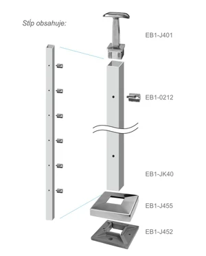 Nerezový sloup, vrchní kotvení, 6řadový průchozí - slide 3