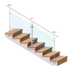 Nerezový sloup, vrchní kotvení, výplň: sklo, průchozí - slide 1