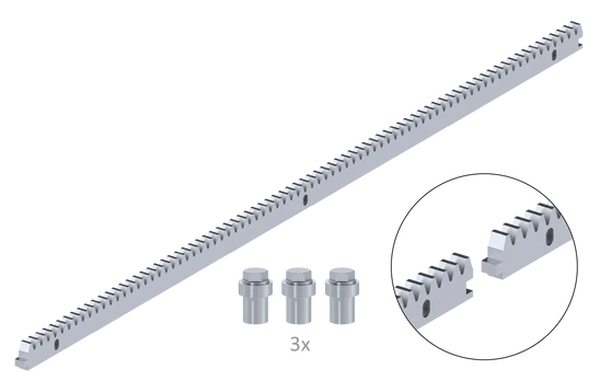 Hřeben kovový 30 x 12 mm, L - 1000 mm, M4, maximálně do 2200 kg, 3x úchyt+šrouby, pozinkovaný se zámkem