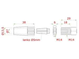 Úchyt pro nerezové lanko 5 mm, s vnitřním závitem M6, broušená nerez K320 / AISI304 - slide 1