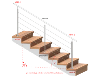 nerezový stĺp, vrchné kotvenie, 5 dierový, koncový, vrch nastaviteľný (ø 42.4x2mm), brúsená nerez K320 /AISI304 - slide 1