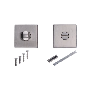 štvorcová rozeta s uzamykacou páčkou na WC dvere (53x53x10mm), rozmer páčky: 22x12x25mm, brúsená nerez K320 /AISI304 - slide 1