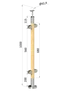 drevený stĺp, vrchné kotvenie, výplň: sklo, priechodný, vrch pevný (ø 42mm), materiál: buk, brúsený povrch bez náteru