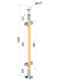 dřevěný sloup, vrchní kotvení, výplň: sklo, průchozí, vrch pevný (ø 42mm), materiál: buk, broušený povrch bez nátěru