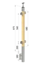 drevený stĺp, bočné kotvenie, výplň: sklo, priechodný, vrch pevný (40x40mm), materiál: buk, brúsený povrch bez náteru
