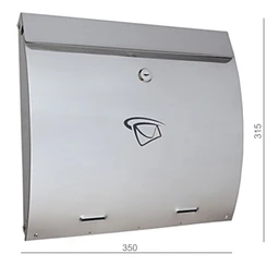 Poštovní schránka (350x315x70 mm), max. formát listu: C4, leštěná nerez / AISI430