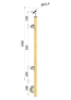 drevený stĺp, bočné kotvenie, výplň: sklo, ľavý, vrch nastaviteľný (ø 42mm), materiál: buk, brúsený povrch bez náteru