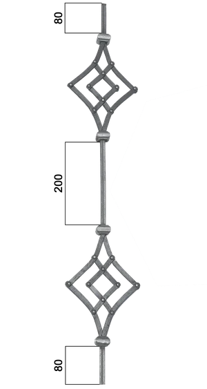 DOPRODEJ Tyč 950x180mm, tloušťka 12x12mm, ornament nýtovaný 12x6mm - slide 1