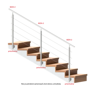 Nerezový stĺp, bočné kotvenie, 4 radový M6, vnútorný, vrch nastaviteľný - slide 2