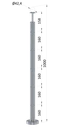 Nerezový sloup, vrchní kotvení, 5řadový, rohový: 90°
