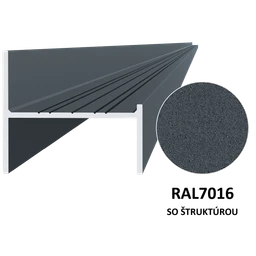 UT profil 50x44mm, L-6000mm, práškový lak, štruktúra RAL7016