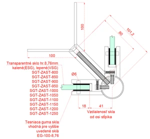 Nerezový sloup, boční kotvenií rohové, výplň: sklo, rohový, vrch pevný, (ø 42.4x2mm), broušená nerez K320 /AISI304 - slide 4