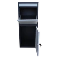 Box na balíky (410x385x1020mm) s prepadovou lištou na ochranu balíkov, hrúbka 0.8mm), max. veľkosť balíka: 320x300x260mm, farba: Čierne telo + biely vhod - slide 1