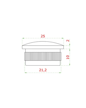 Ukončení - zátka na trubku ø 25x2,0 mm, plný materiál, broušená nerez K320 / AISI304 - slide 1