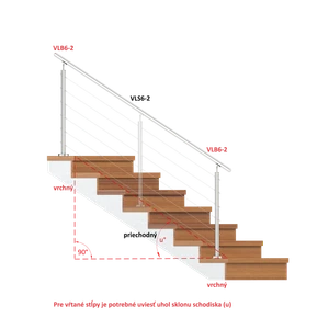 Nerezový stĺp, vrchné kotvenie, 6-dierový, lanko, koncový - slide 1