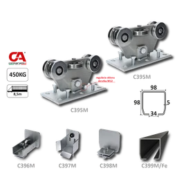 MEDIO-Klasik samonosný systém 98x98x5 mm pro posuvné brány do 450 kg / 8,5 m průjezd (C399M/Fe 1x 6 m černý profil, C395M KLASIK 2 ks, C396M 1 ks, C397M 1 ks), běžný provoz