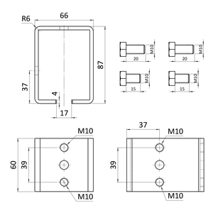 Spojka pro profil C920G závěsného systému KVN gate systems - slide 1