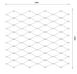 Nerezová lanková sieť, 1,0m x 5m (šxd), oko 60x104 mm, hrúbka lanka 2mm, AISI316 - slide 0