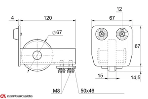 PICCOLO-Klasik nerezový samonosný systém 67x67x3mm pre posuvné brány do 200kg/4m otvor (C399P-IX 1x6m nerezový profil, C395P/IX 2ks, C397P-IX 1ks, C396P-IX 1 ks), nerez, AISI304 bez povrch. úpravy - slide 2